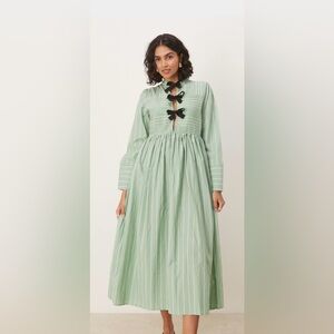 ASOS Curve Green Striped Dress with Black Accents